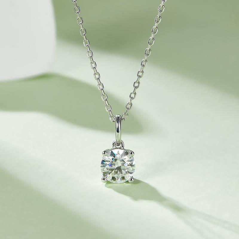 Classic圆形S925银镀白金MoissanitePendantStud Earring套装